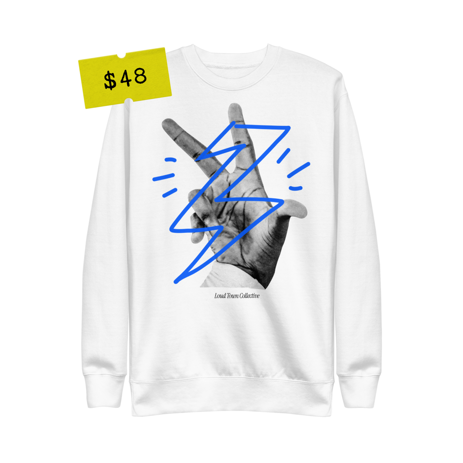 Treball Crewneck - Blue/White – Loud Town Collective